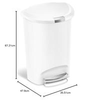 Simplehuman Afvalemmer Half Rond 50 L - Wit - thumbnail