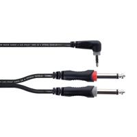 Cordial 14867 Audio Y-adapter [1x Jackplug male 3,5 mm - 2x Jackplug male 6,3 mm (mono)] 1.50 m Zwart PVC-mantel, Tweelingkabel - thumbnail
