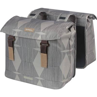 Basil elegance dubbele fietstas, chateau taupe, gerecycled pet, universal bridge, 40-49l