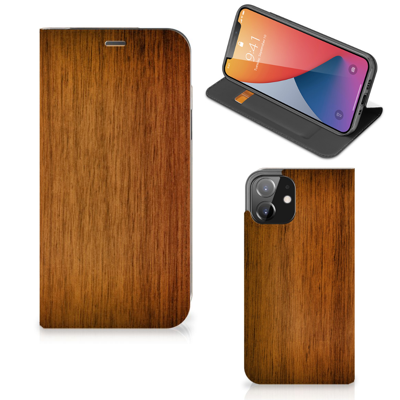 iPhone 12 | iPhone 12 Pro Book | Wallet Case | Donker Hout iPhone 12 | iPhone 12 Pro Book | Wallet Case | Donker Hout