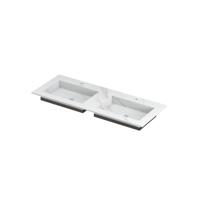 INK Post Wastafel Keramische Slab Envelop Bak Dubbel 2 Kraangaten - 1200x450x10 mm - Calacatta Mat - thumbnail