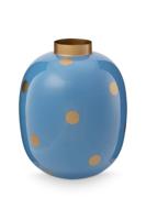 Pip Studio Vaas Metaal Stippen Lichtblauw/Goud 32cm - thumbnail