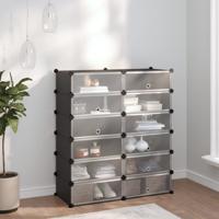 VidaXL Schoenenrek 94,5x36,5x106 cm polypropeen zwart - thumbnail