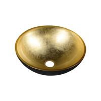 Waskom Sapho Murano Rond 40x14 cm Glas Goud / Zwart Sapho - thumbnail
