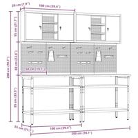 Werkbankset met plank 8 pcs Grijs 200 x 55 x 200 cm Staal - thumbnail