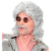 Pruik en Snor 70&apos;s grijs - thumbnail