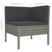 7-delige Loungeset met kussens poly rattan grijs - thumbnail