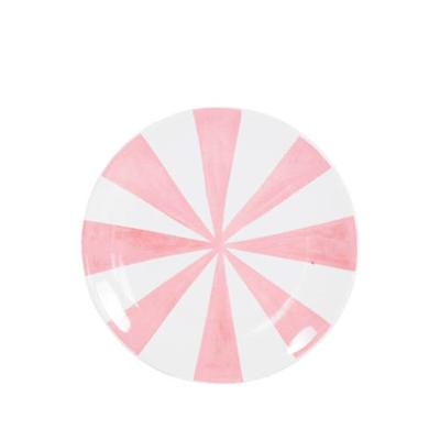 Blond Amsterdam bord aardewerk even bijkletsen bord met roze strepen 18x2cm