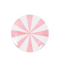 Blond Amsterdam bord aardewerk even bijkletsen bord met roze strepen 18x2cm - thumbnail