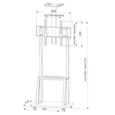 Techly ICA-TR33 flat panel vloer standaard 177,8 cm (70 ) Draagbare flatscreen vloerstandaard Zwart Techly ICA-TR33 flat panel vloer standaard 177,8 cm (70 ) Draagbare flatscreen vloerstandaard Zwart