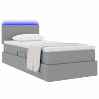 Opbergbed met LED met matras Lichtgrijs 90 x 190 cm Stof - thumbnail