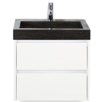 Dante Badmeubelset 60 cm - Wit Hoogglans - Wastafel Hardsteen Wit Lucca