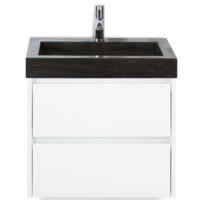 Dante Badmeubelset 60 cm - Wit Hoogglans - Wastafel Hardsteen Wit Lucca - thumbnail