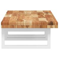 Badkamer wandschap staal en massief acaciahout - thumbnail