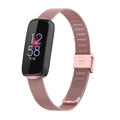 By Qubix - Compatible met Fitbit Luxe - Milanese bandje met klemsluiting - Rosé goud - Compatible fitbit bandje