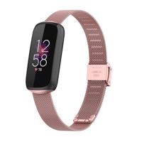 By Qubix - Compatible met Fitbit Luxe - Milanese bandje met klemsluiting - Rosé goud - Compatible fitbit bandje - thumbnail