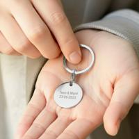 Sleutelhanger graveren - Rond - Zilver - thumbnail