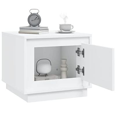 Salontafel 51x50x44 cm bewerkt hout wit - thumbnail