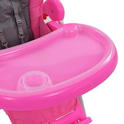 Kinderstoel hoog roze en grijs - thumbnail