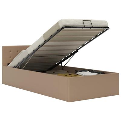 Bedfram met opslag hydraulisch kunstleer cappuccino 100x200 cm