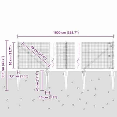 VidaXL Afrasteringspaal zilver 10 x 0,5 m (16 x 16 mm gaas) staal
