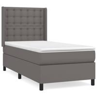 Boxspring met matras kunstleer grijs 100x200 cm - thumbnail