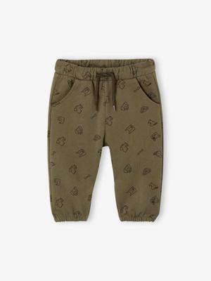 Broek met print van molton baby olijf