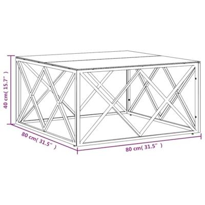 Salontafel 80x80x40 cm roestvrij staal en glas