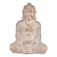 Decoratief tuinfiguur Boeddha Wit/Goud Polyresin (25 x 57 x 42,5 cm) - thumbnail