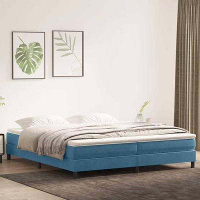 Boxspring zonder matras fluweel donkerblauw 200x210 cm