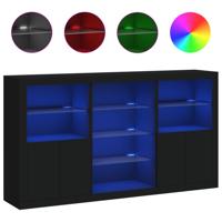 Dressoir met LED-verlichting 181,5x37x100 cm zwart - thumbnail