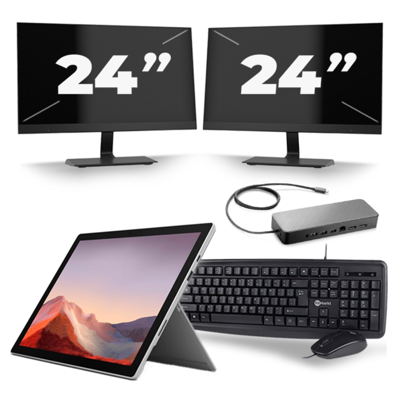 Microsoft Surface Pro 7 - Intel Core i5-10e Generatie - 12 inch - 8GB RAM - 256GB SSD - Windows 11 Home + 2x 24 inch Monitor