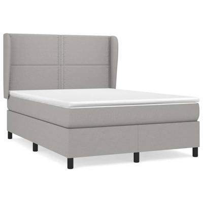 Boxspring met matras stof lichtgrijs 140x190 cm