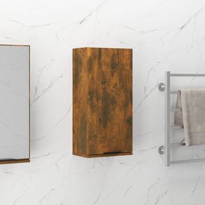 Badkamerkast wandgemonteerd 32x20x67 cm gerookt eiken