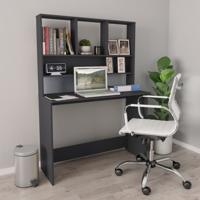 VidaXL Bureau met schappen 110x45x157 cm bewerkt hout grijs - thumbnail