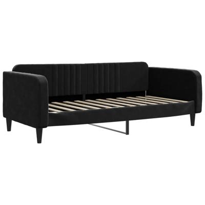 Slaapbank met onderschuifbed en lades 100x200 cm fluweel zwart - thumbnail