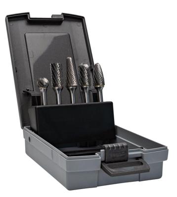 Bahco Stiftfrezenset | hardmetaal | voor metaal - 5-delig - in kunststof koffer - RB-SET2-M06X-5P Bahco Stiftfrezenset | hardmetaal | voor metaal - 5-delig - in kunststof koffer - RB-SET2-M06X-5P