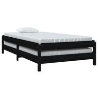 Bed stapelbaar 90x200 cm massief grenenhout zwart - thumbnail