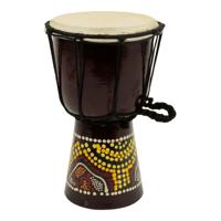 Houten Handtrommel Geel-Bruin S - thumbnail