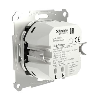 Schneider Electric EPH2770421D Wandcontactdoos met USB Asfora Wit (glanzend) 1 stuk(s)