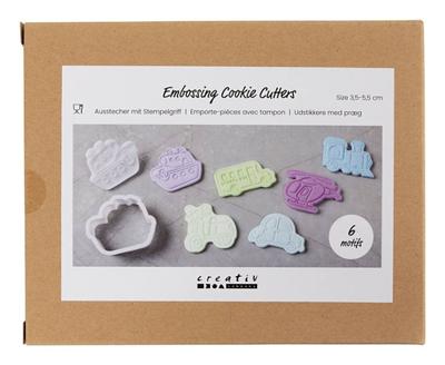 Creativ Company Uitsteekvormen met stempel, transport, afm 3,5-5,5 cm, wit, 6 stuk/ 1 doos