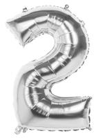 Folie ballon nummer '2' zilver 86cm - thumbnail