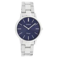 OOZOO C20041 Horloge Vintage staal zilverkleurig-blauw 34 mm - thumbnail