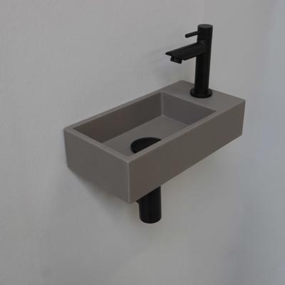 INK Versus Fonteinset - 36x18x9cm - wasbak links - 1 kraangat - Quartz beton/mat zwart 1805140