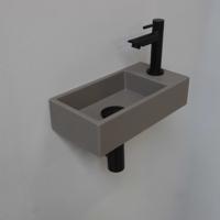 INK Versus Fonteinset - 36x18x9cm - wasbak links - 1 kraangat - Quartz beton/mat zwart 1805140 - thumbnail
