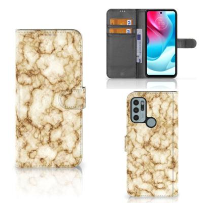 Motorola Moto G60s | Bookcase | Marmer Goud Motorola Moto G60s | Bookcase | Marmer Goud