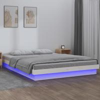 Bedframe LED massief hout wit 135x190 cm 4FT6 Double - thumbnail