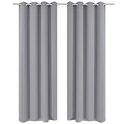 VidaXL Gordijnen met metalen ringen verduisterend 135x175 grijs 2 st VidaXL Gordijnen met metalen ringen verduisterend 135x175 grijs 2 st