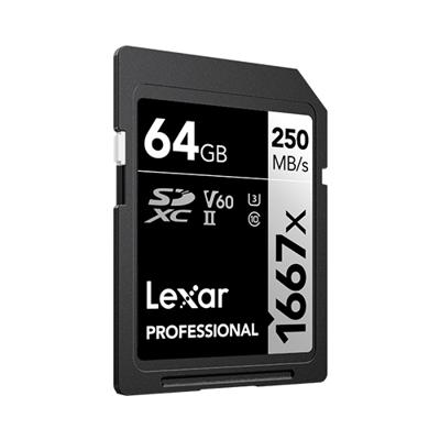 Lexar 1667X 64GB 250MB/s Professional U3 V60 UHS-II SDXC Geheugenkaart Lexar 1667X 64GB 250MB/s Professional U3 V60 UHS-II SDXC Geheugenkaart