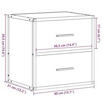 Nachtkastjes 2st wandgemonteerd 40x31x39,5cm grijs sonoma eiken - thumbnail